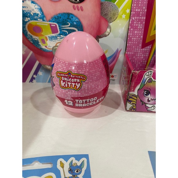 Plush Rainbow Butterfly Unicorn Kitty Gift Basket vision Mask Book Toy Play Set - Picture 8 of 9